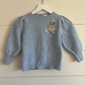 Janie and Jack girls sweater shirt blue with embroidered flower NWOT size 8